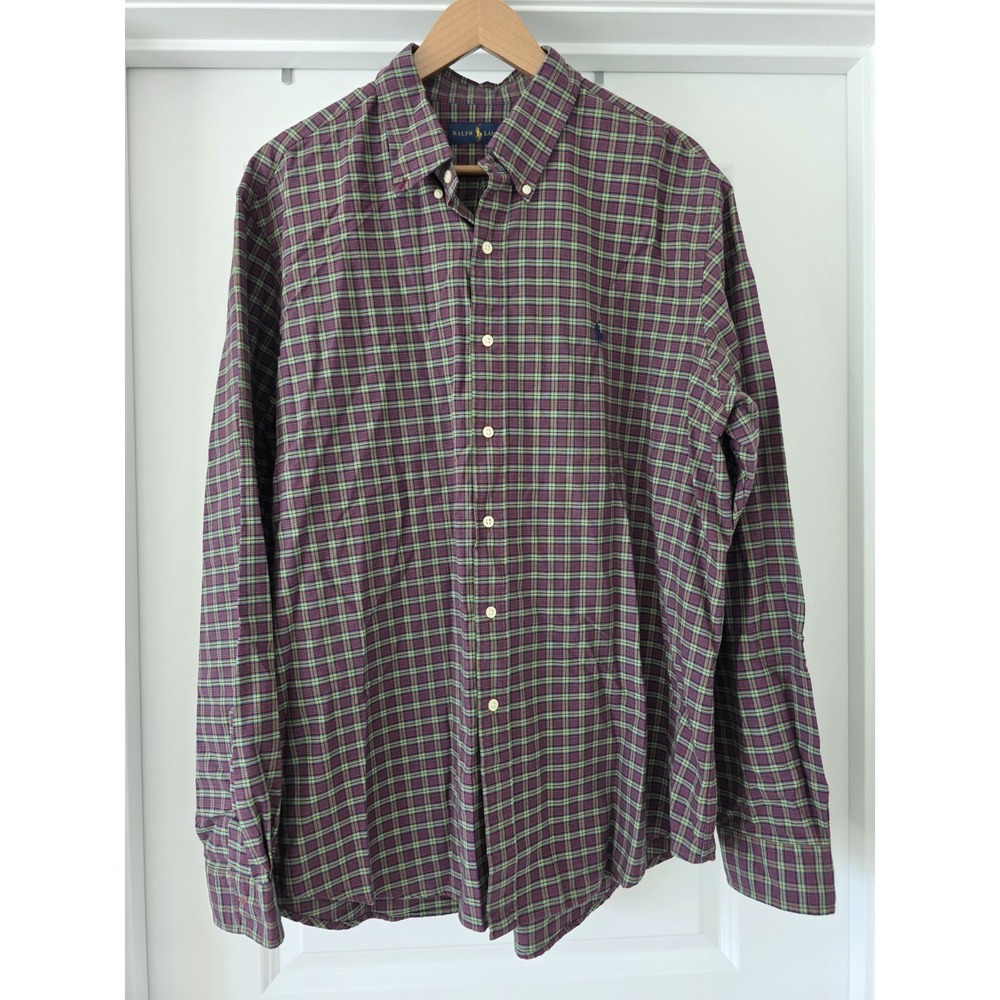 Polo Ralph Lauren Small Tartan Plaid 100% Cotton Pinpoint Oxford Shirt 2XL